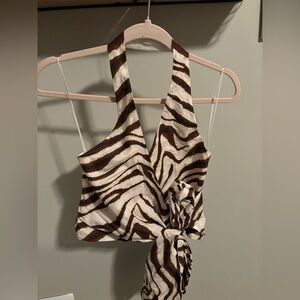 Brown and White Zebra Print Women's Top